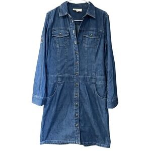Denim Jean Dress‎ Jones New York Y2k Western Cowgirl Midi Long Sleeve Size  10